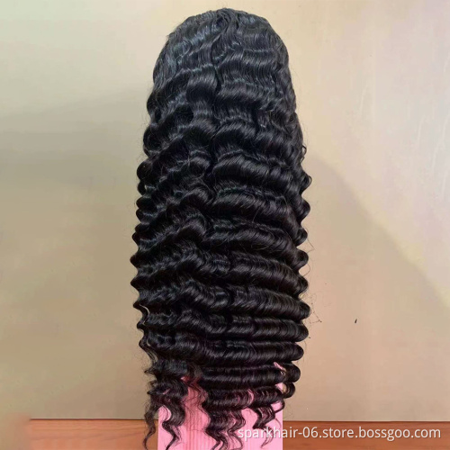 Wholesale 4x4 Transparent Lace Closure Wig Deep Wave Glueless Pre-Plucked Hd Lace Frontal 13X6 Human Hair Wigs For Black Women